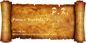 Pencz Kornél névjegykártya